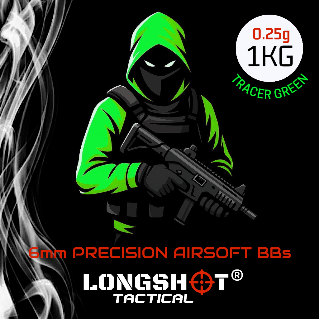 0.25g x 1KG Longshot Tactical Precision Tracer Green Airsoft BBs 6mm (4000R)