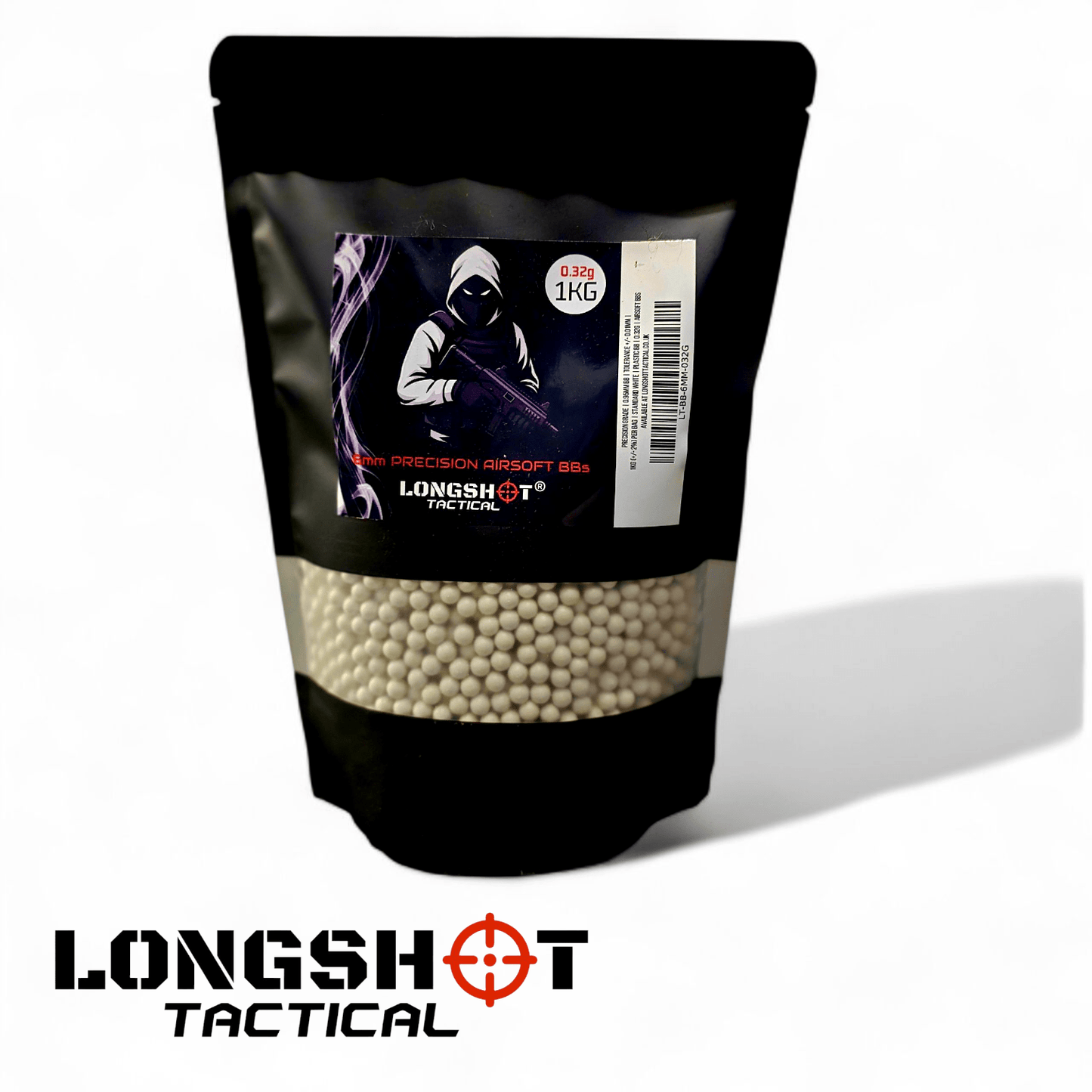 0.32g x 1kg Longshot Tactical Precision White Airsoft BBs 6mm - High Grade Ammo (3125R)