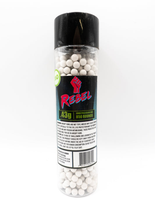 Rebel Precision Heavyweight BIO 6mm BBs 850pcs Bottle - 0.43g