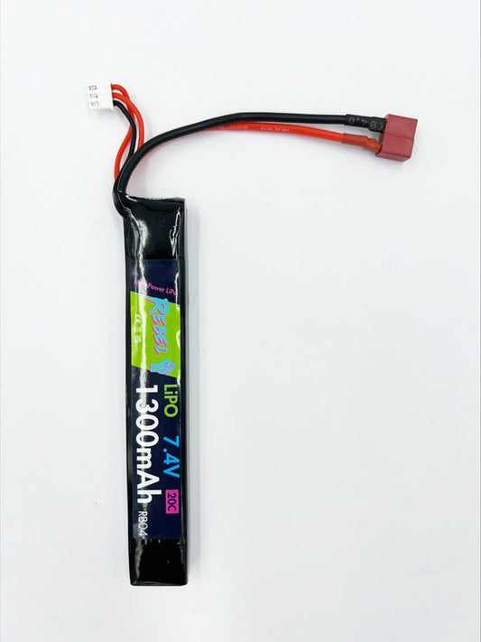 Rebel Battery - 1300mAh Lipo 7.4V 20C Stick - Deans
