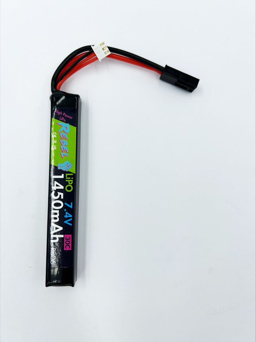 Rebel Battery - 1450mAh Lipo 7.4V 30C Stick - Mini Tamiya