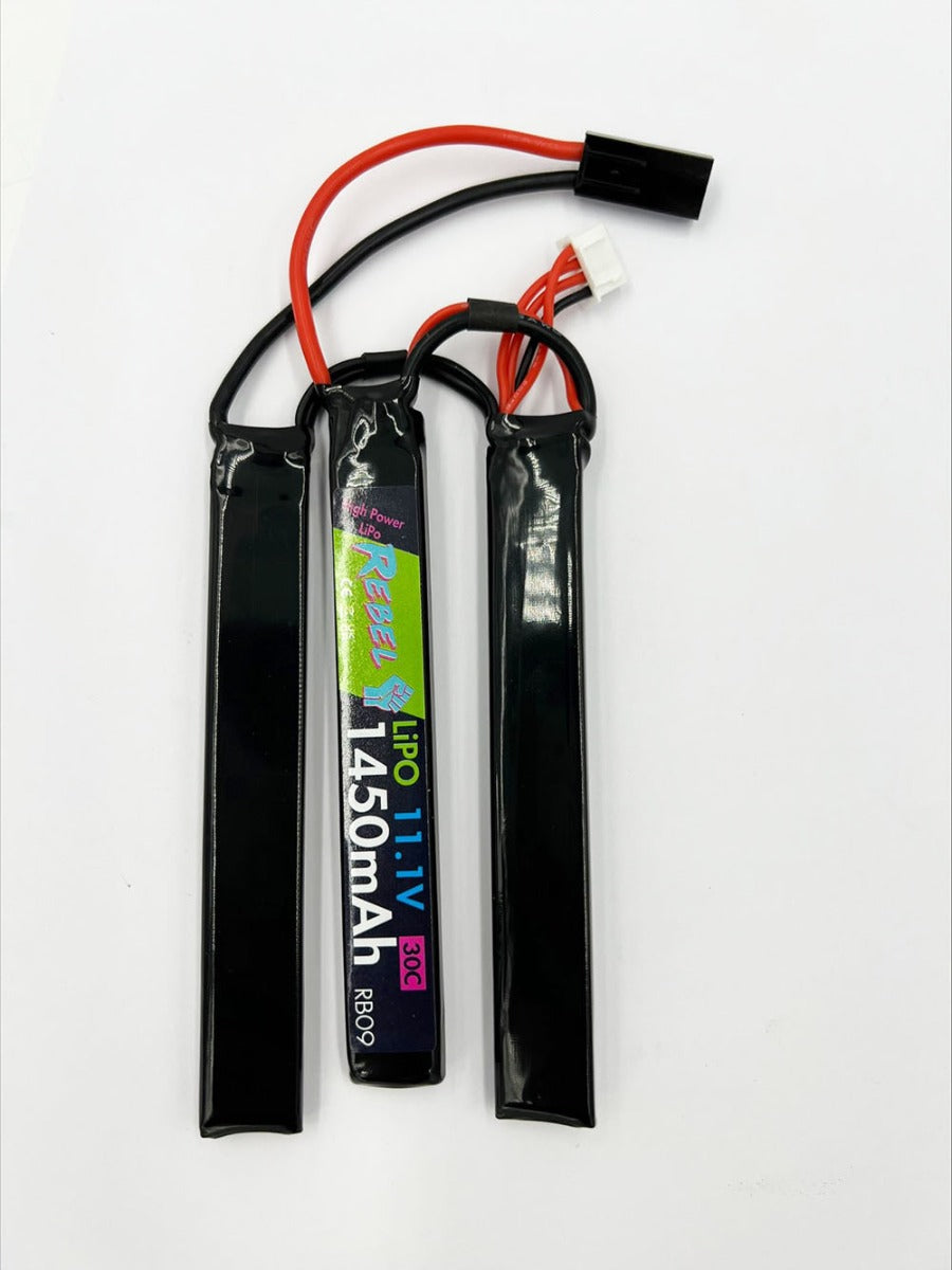 Rebel Battery - 1450mAh Lipo 11.1V 30C Nunchuck - Mini Tamiya