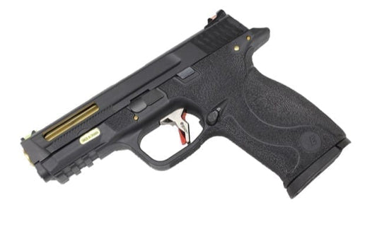WE Custom M&P 9 stealth slide and gold barrel gas pistol